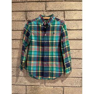 Ralph Lauren Boys Multicolor Plaid Button-Down Shirt M (10-12) 100% Cotton Class